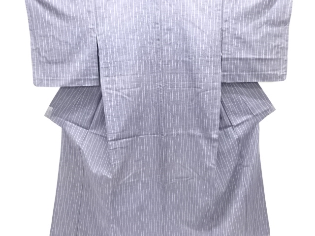 JAPANESE KIMONO / HITOE / SILK / HAND WOVEN TSUMUGI / TATEWAKU PATTERN